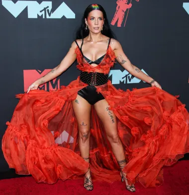 Ovo je izdanje na dodjeli MTV Awardsa slavne pjevačice Halsey zgrozilo modne stručnjake. Iako smo znali da Halsey voli eksperimentirati s modom, ovaj je njezin styling više pripadao u spavaću sobu, a ne na crveni tepih. Til, šifon, koža i zakovice spojeni u jedan look donijeli su joj titulu najgore odjevene dame te večeri. 