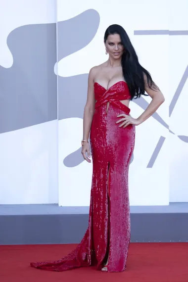 Seksi Brazilka i bivša Viktorijina anđelica, Adriana Lima, i ovog se puta za šetnju crvenim tepihom odlučila za jako seksi haljinu. Brend koji potpisuje njezinu toaletu je Etro, a sama raskošna kreacija stajala je manekenki kao salivena. Obilje šljokica su stvorile efekt presijavanja i izgled &quot;mokre&quot; haljine, a prorezi na struku i duboki dekolte dodatno su začinili kreaciju. 