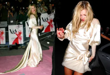 Jednostavno bi bilo pogrešno imati popis Kate Moss bez spominjanja njezinog modnog stila na mnogim zabavama i događanjima na kojima se pojavila tijekom svog života. Sve večernje kombinacije ove manekenke su legendarne, ali jedna od najnezaboravnijih bila je 2007. na V&amp;A Golden Age of Couture gali. Kate je na događaj u Londonu stigla u haljini Christiana Diora iz 1940-ih i otišla sa zabave u vlastitom dizajnu. Vintage haljina do poda, koja se u nekom trenutku tijekom noći potrgala, stručno je zavezana u mašnu i pretvorena u mini haljinu. Izgledala je još bolje nego prije i savršeno je utjelovila manekenkinu nevjerojatnu mješavinu domišljatosti, drskosti i stila.