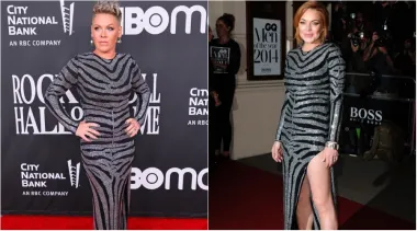 A u jednoj malo starijoj haljini pojavila se i pjevačica Pink, i to u studenom prošle godine na ceremoniji uključivanja novih zvijezdi u Rock and Roll Kuću slavnih. Nosila je zebrastu srebrno-crnu haljinu s potpisom Balmaina, a istu je takvu haljinu devet godina ranije nosila Lindsay Lohan na GQ-ovoj dodjeli nagrada Men of the Year u Londonu.