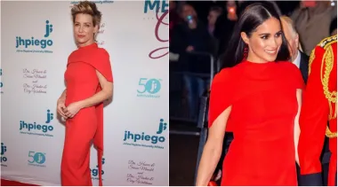 Kanadska glumica Evangeline Lily prošle se godine pojavila na gala večeri neprofitne zdravstvene organizacije Jhpiego, a nosila je crvenu haljinu britanskog brenda Safiyaa. A ako se prisjetimo, istu je haljinu prije dvije godine nosila i Meghan Markle na glazbenom festivalu Mountbatten u Londonu, što je bilo jedno od njezinih posljednjih pojavljivanja u javnosti s titulom vojvotkinje od Sussexa.