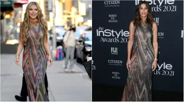 Heidi Klum prošle je godine &quot;uhvaćena&quot; u šetnji New Yorkom u šarenoj šljokičastoj Missonijevoj haljini, a istu je takvu haljinu nosila i Cindy Crawford na crnom tepihu na dodjeli nagrada InStyle Awards 2021. u Los Angelesu.