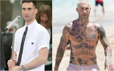 Frontmen benda Maroon 5, Adam Levine, cijeli je prekriven tetovažama - ima dva puna rukava, istetovirana leđa i više tetovaža na prsima i trbuhu. Levineova ljubav prema tetovažama nije šala - njegova objava na Instagramu iz 2016. otkrila je ogromnu tetovažu na leđima za koju je rekao da je &quot;šest mjeseci u izradi&quot;. Ali nisu sve njegove tetovaže tako ozbiljne, poput tetovaže biserne ogrlice koju ima oko vrata. Levine je za Inked Magazine rekao: &quot;Bio sam u Japanu i napravio sam ovu ogrlicu. Nisam siguran zašto sam je napravio - mislim da mi je bilo dosadno.&quot;