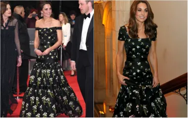Vojvotkinja od Cambridgea poznata je po tome da često više puta nosi svoje omiljene odjevne predmete, a isti je slučaj bio i s ovom haljinom. Kate Middleton nosila je ovu haljinu Alexandera McQueena na dodjeli nagrada BAFTA u veljači 2017., a zatim ju je ponovno odjenula 2019. kada je prisustvovala svečanosti National Portrait Gala, iako je za tu priliku haljina bila malo izmijenjena.
