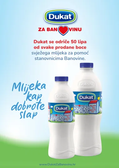 Dukat se odriče 50 lipa od svake prodane boce svježeg mlijeka za pomoć stanovnicima Banovine